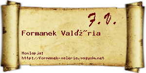 Formanek Valéria névjegykártya